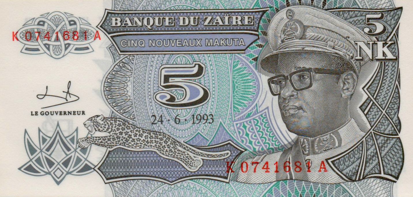 Zaire 5 1993 UNC P-48